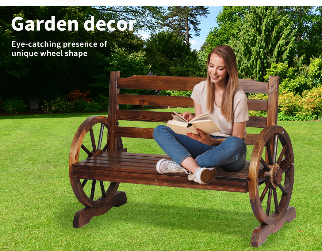 Garden Bench Wooden Wagon Seat Oak.