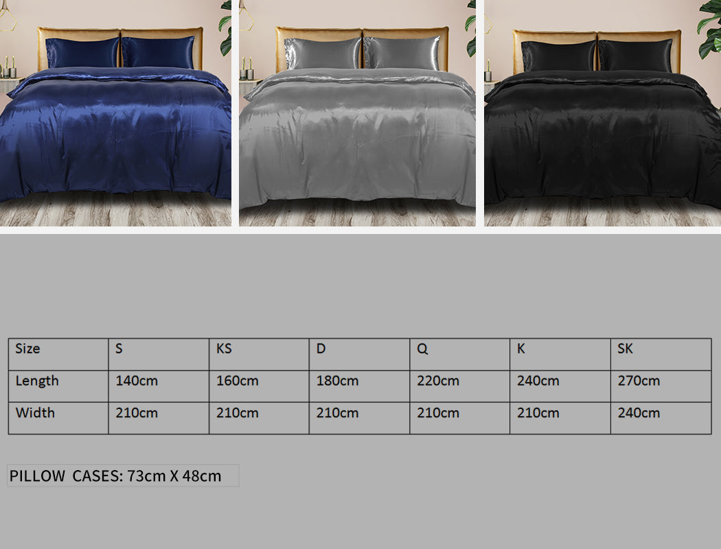 Silky Satin Sheets Fitted Grey.