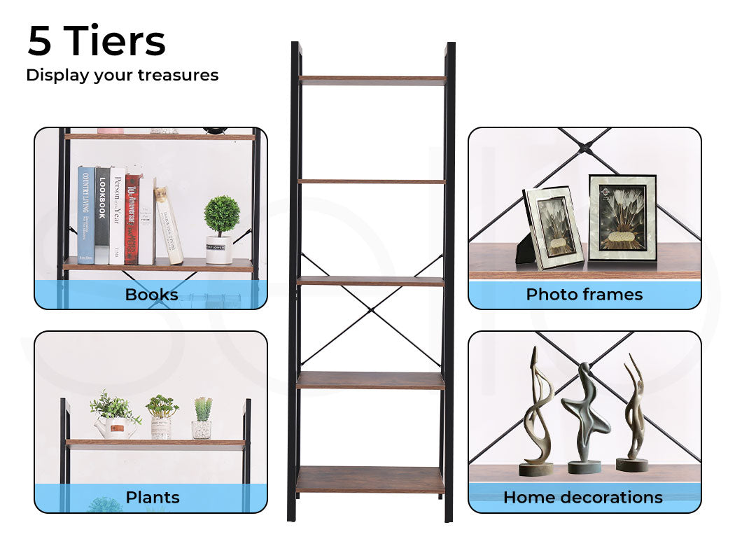 5 Tier Ladder Shelf Bookshelf.