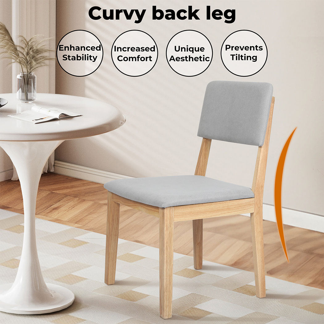 2x Dining Chair Solid Wood Lounge Seat Back Upholstered Linen Padded.