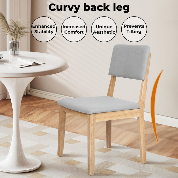 2x Dining Chair Solid Wood Lounge Seat Back Upholstered Linen Padded.