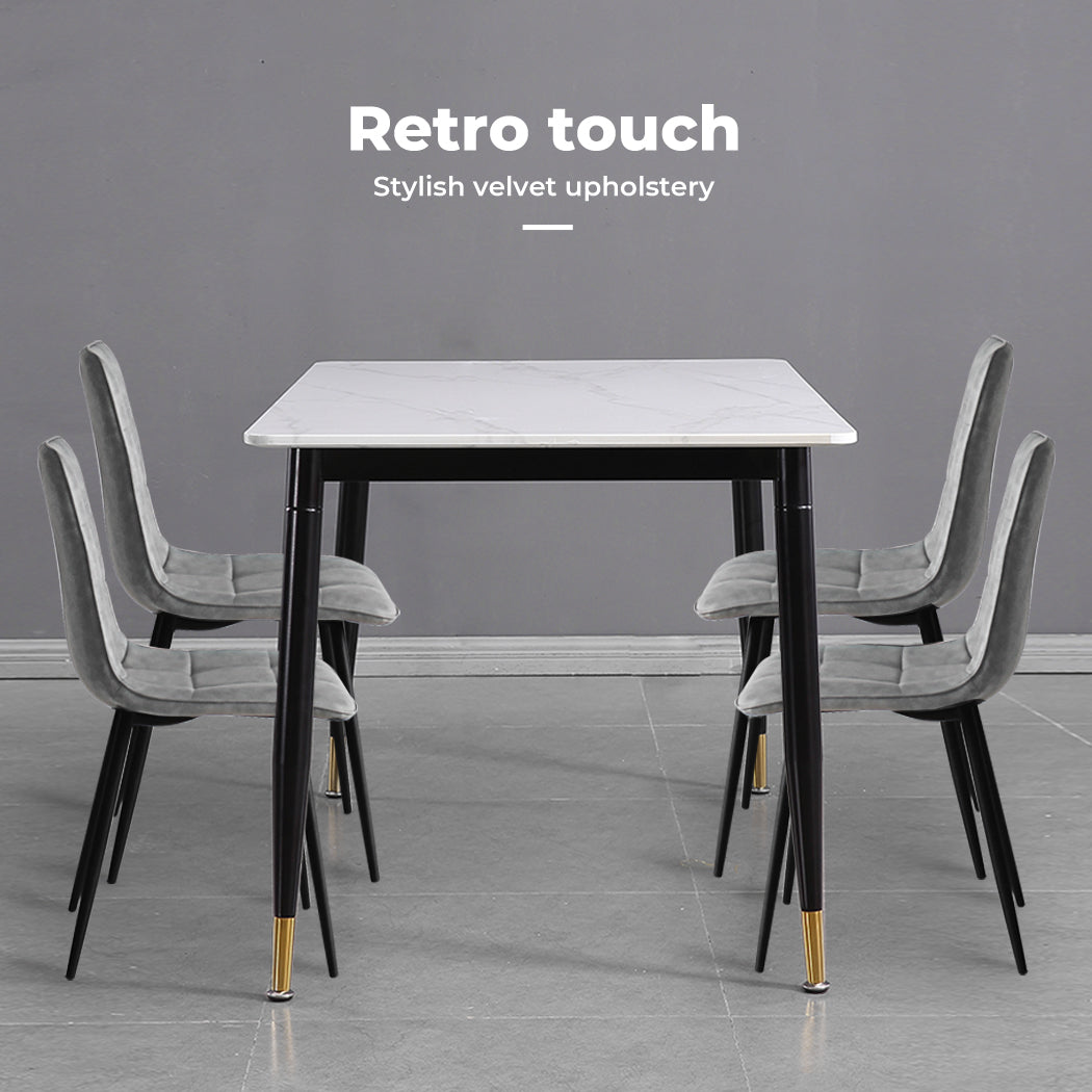 Grey Leather Dining Chairs Set of 4.