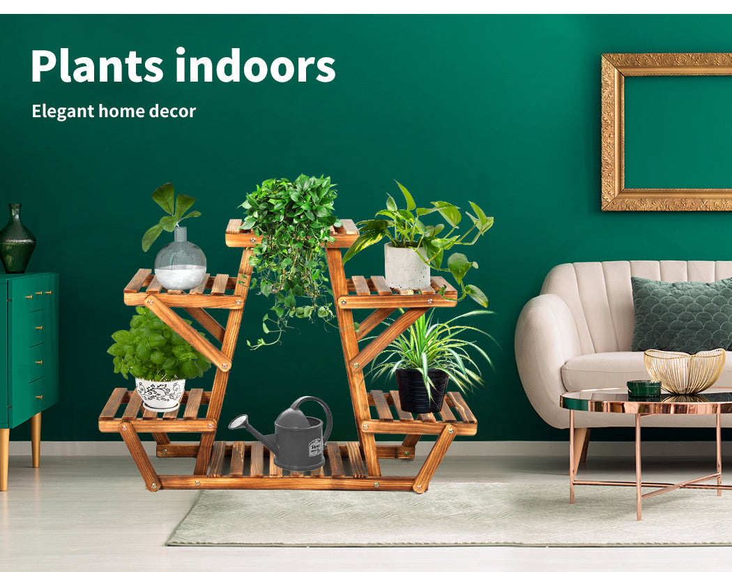 4-Tier Wooden Plant Stand - Stylish and Functional Display for Your Plants.
