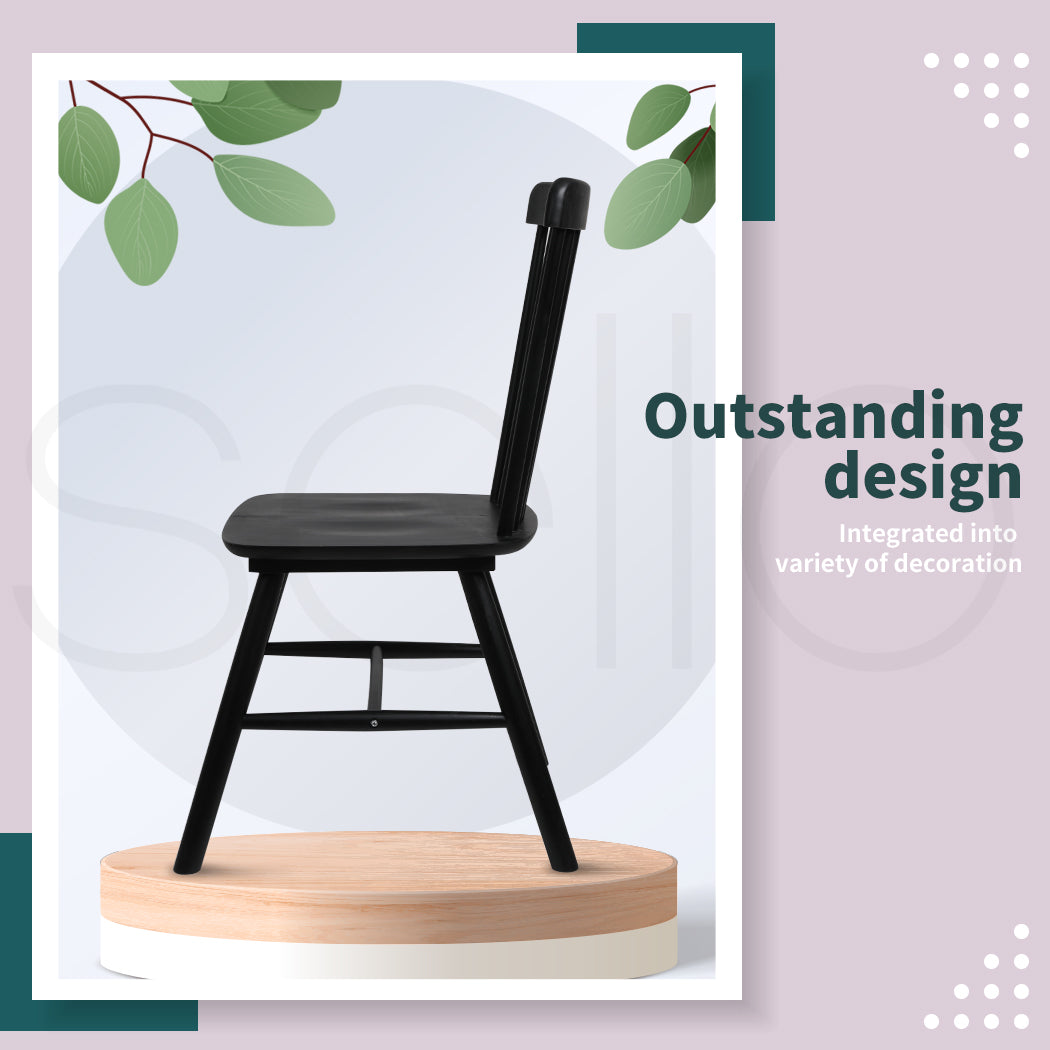 2x Dining Chairs Kitchen Winsor Black.