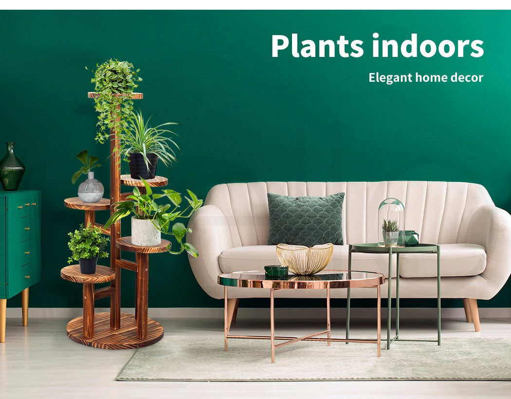 4-Tier Plant Stand Wood Wooden Pine Shelf Flower Pots Rack Indoor Garden.