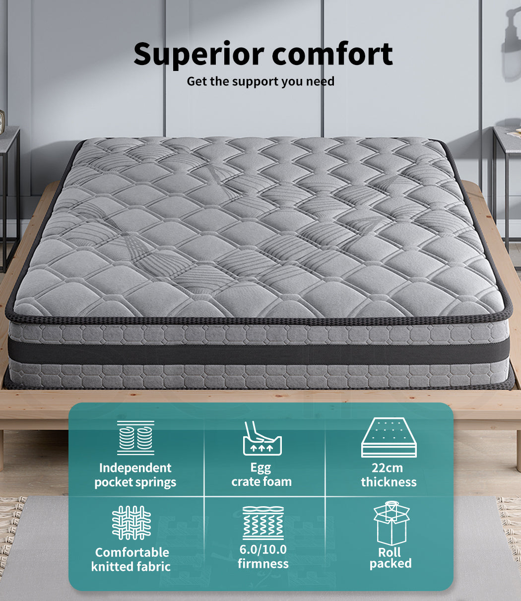DreamZ Queen Mattress - Medium Firm 5-Zone Spring Support 22cm.