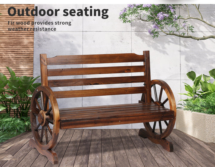 Garden Bench Wooden Wagon Seat Oak.