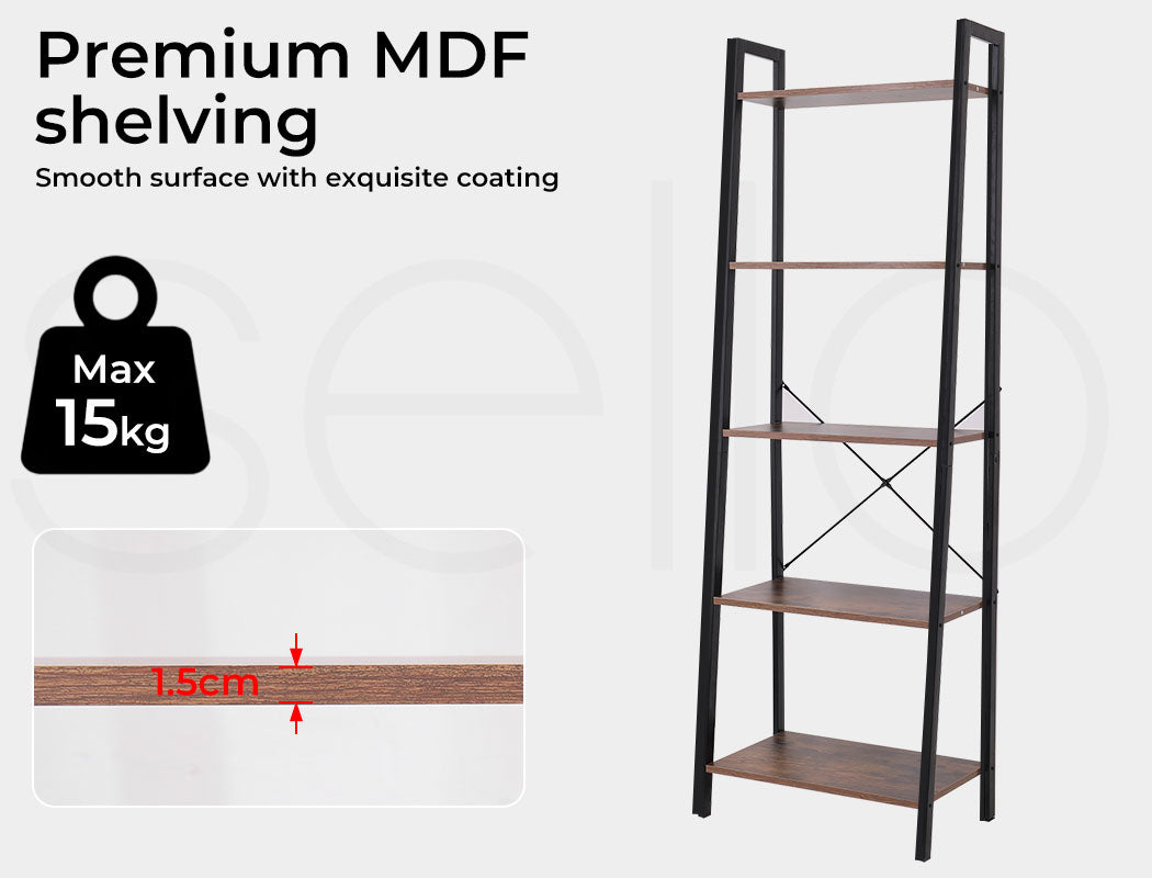 5 Tier Ladder Shelf Bookshelf.