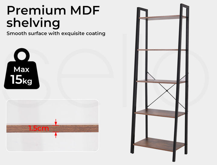 5 Tier Ladder Shelf Bookshelf.