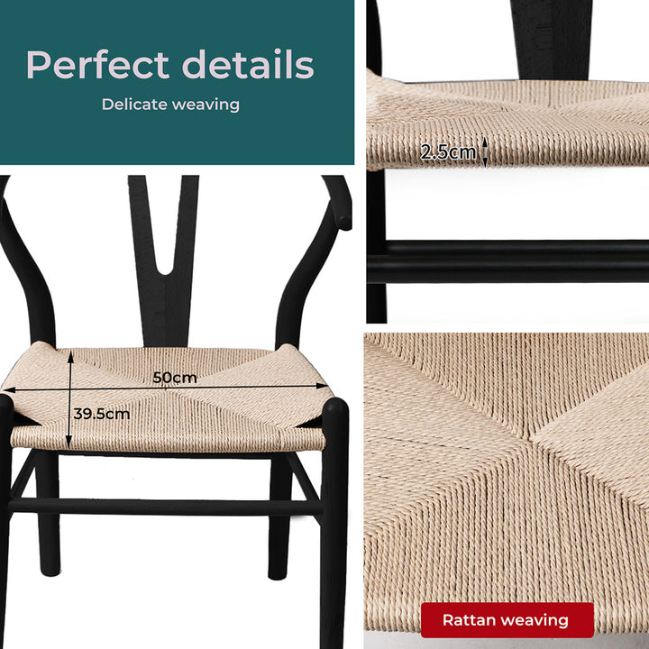 Wishbone Black Dining Chair x 2.