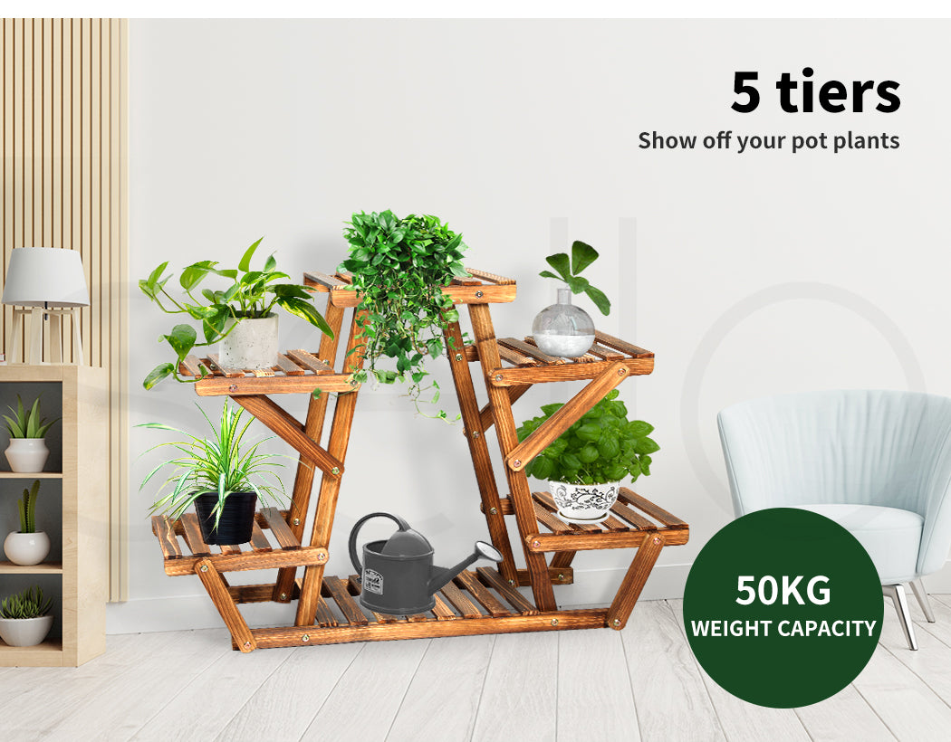 4-Tier Wooden Plant Stand - Stylish and Functional Display for Your Plants.