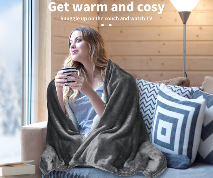 Electric Throw Blanket Heated Grey.