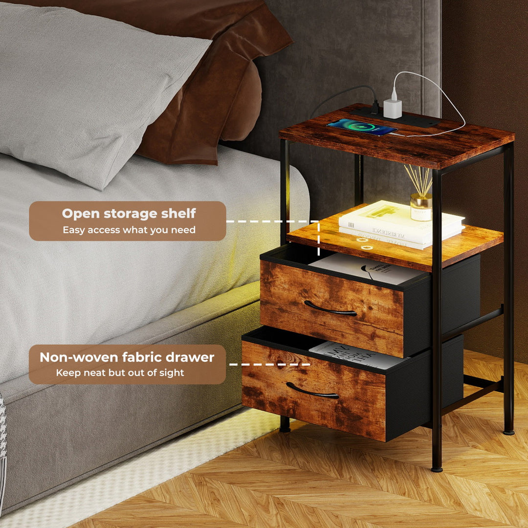 RBG LED Side Table with USB & 2 Drawers.