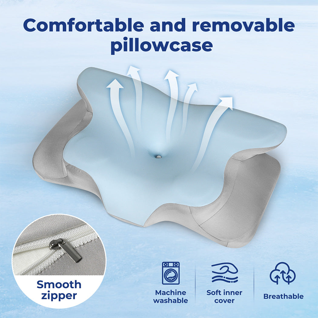 Contour Memory Foam Pillow Cervical Neck Shoulder Pain Relief Blue.