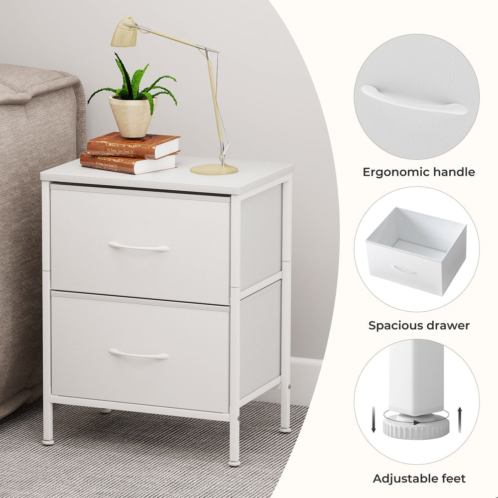 Bedside Table Storage Nightstand Bedroom Cabinet Drawers End Table Shelf.