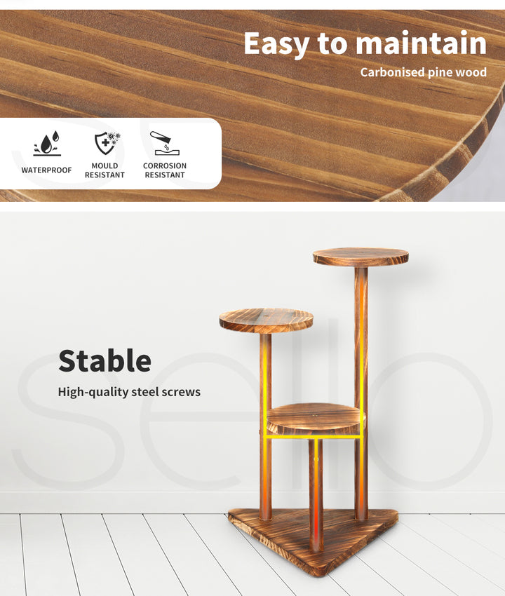 3-Tier Plant Stand Wooden with Wheels.