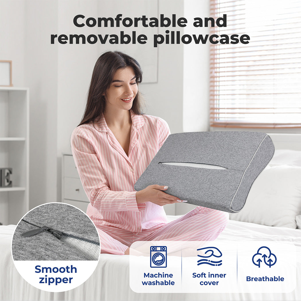 Memory Pillow Foam Shoulder Pain Neck Slow Rebound Support Grey.