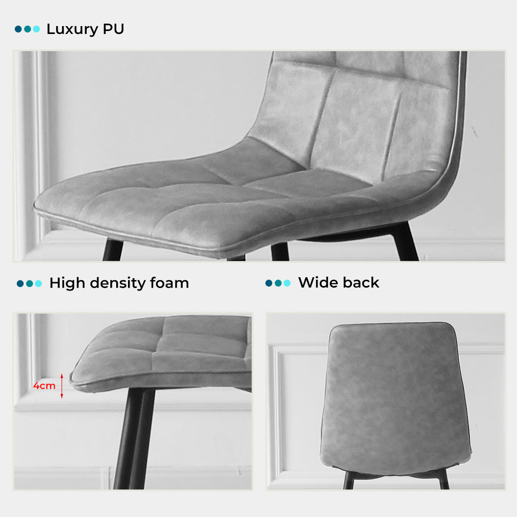 Grey Leather Dining Chairs Set of 4.