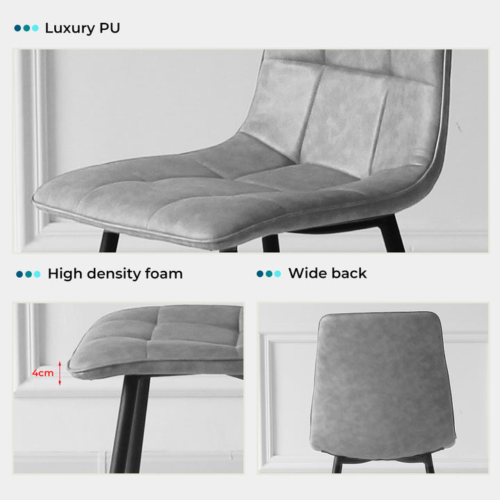 Grey Leather Dining Chairs Set of 4.