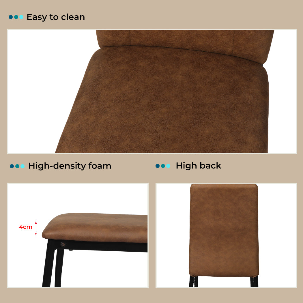 2x Dining Chairs Leathaire Kitchen Table Accent Brown Chairs.