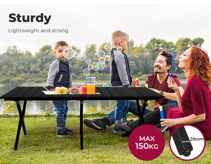 Folding Camping Table Chair Set Black.