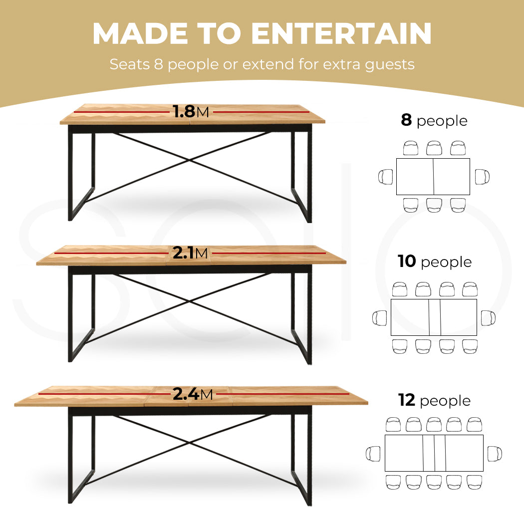 Dining Table 1.8-2.4M Extendable.