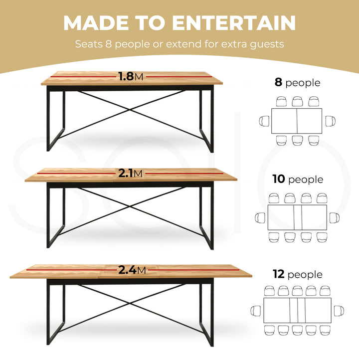 Dining Table 1.8-2.4M Extendable.