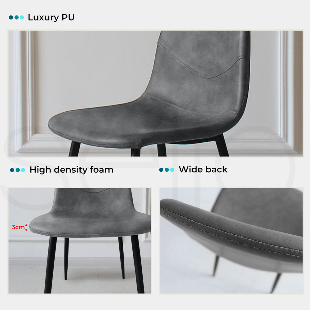 Grey Leather Dining Chairs.