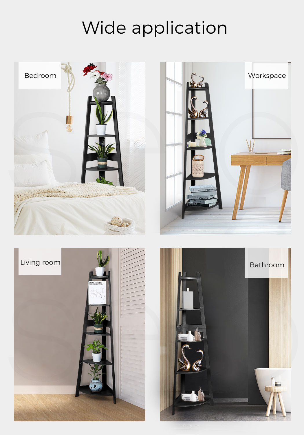 5 Tier Corner Shelf Wooden Storage.