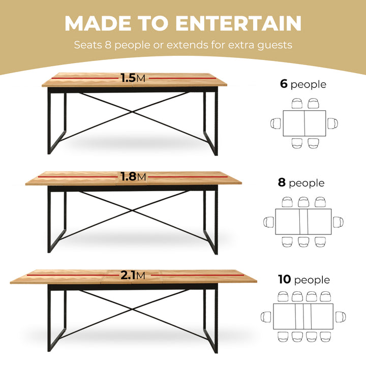 Dining Table Extendable Rectangle Kitchen.