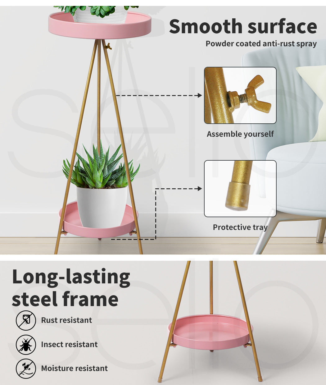 Plant Stand 2 Tiers Outdoor Indoor Large