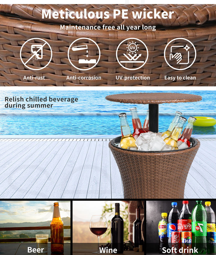 Cooler Ice Bucket Table Bar Outdoor