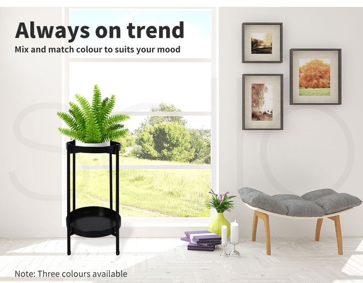 2 Tier Plant Stand Metal Flower Outdoor Indoor.
