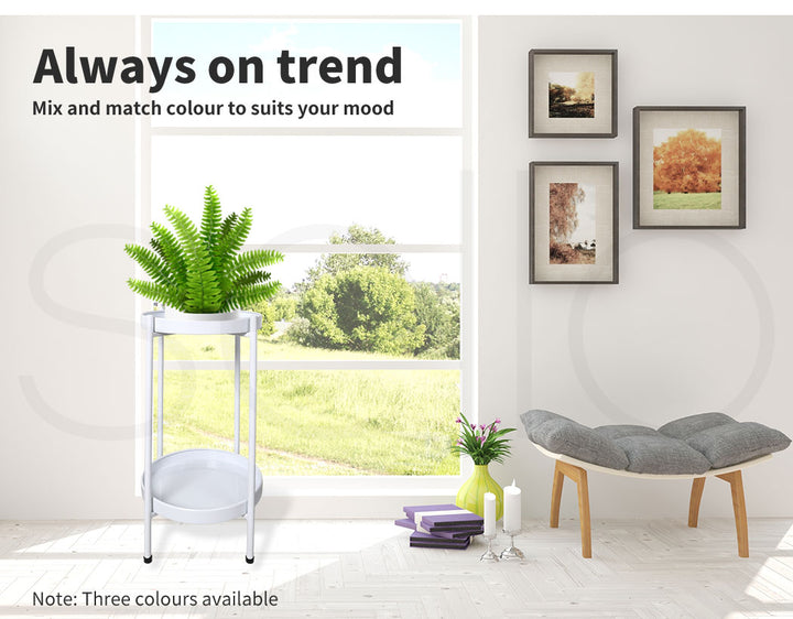 2 Tier Plant Stand Metal Flower Outdoor Indoor