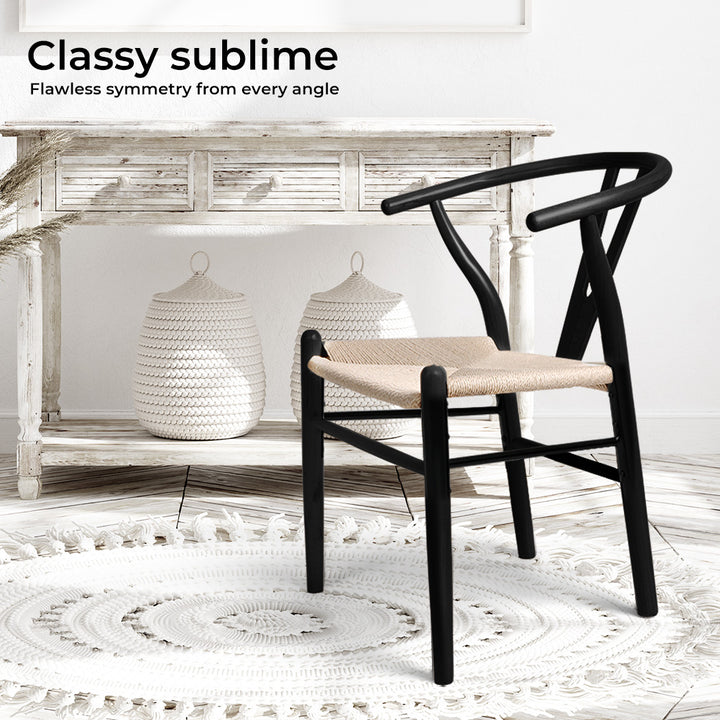 Wishbone Black Dining Chair x 2.