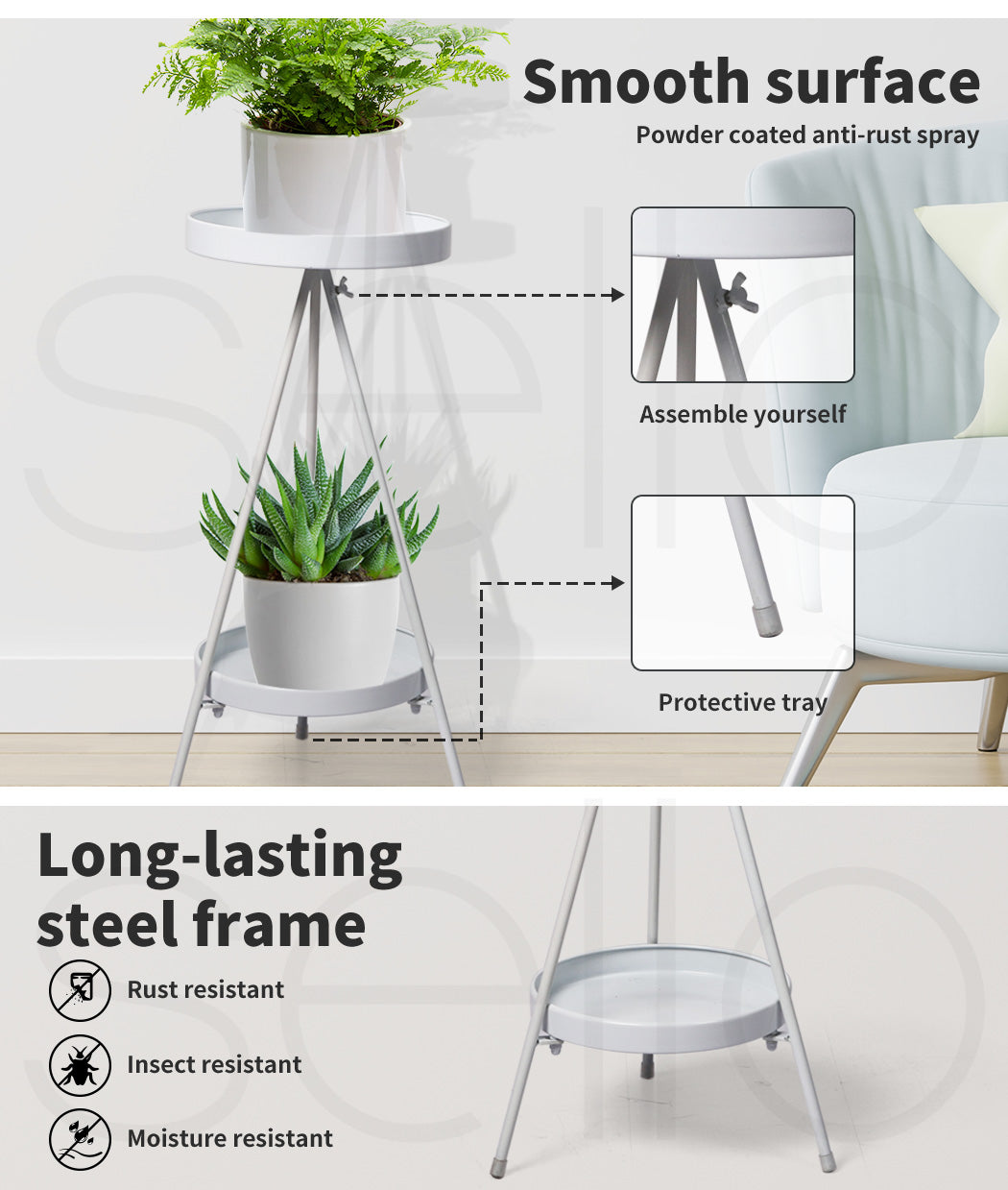 Plant Stand 2 Tiers Outdoor Indoor