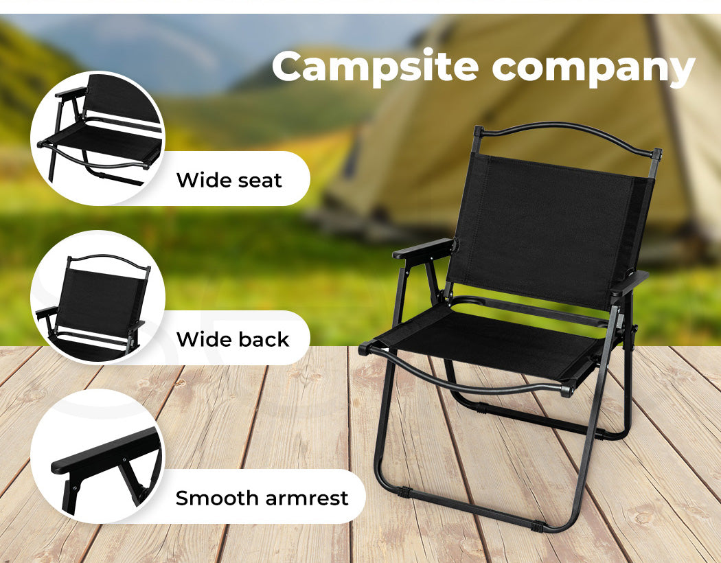 Folding Camping Table Chair Set Black.