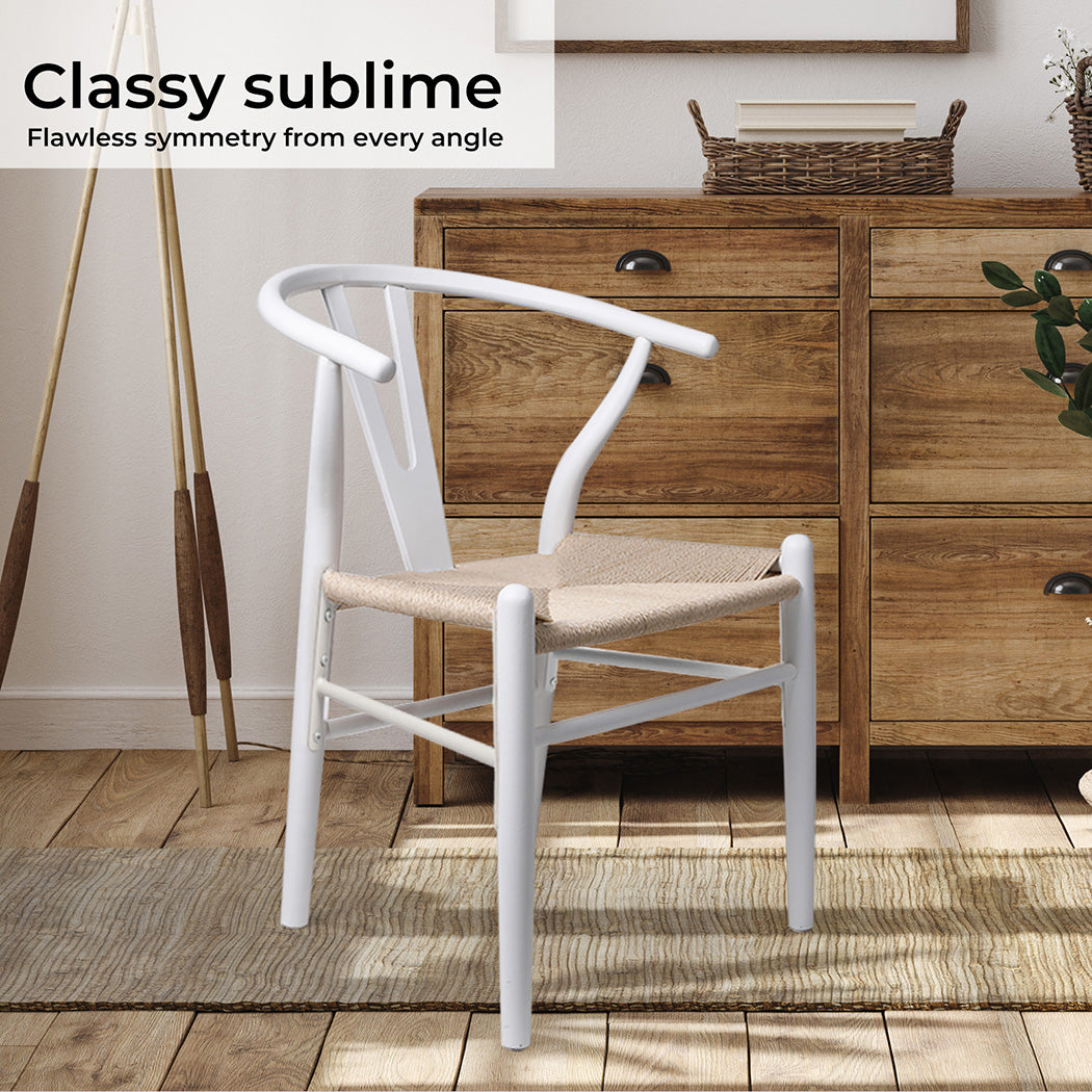 White Wishbone Chair x 2.