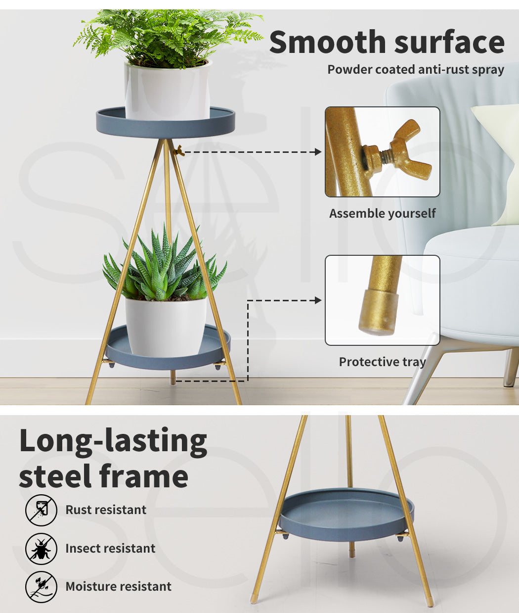 Plant Stand 2 Tiers Outdoor Indoor