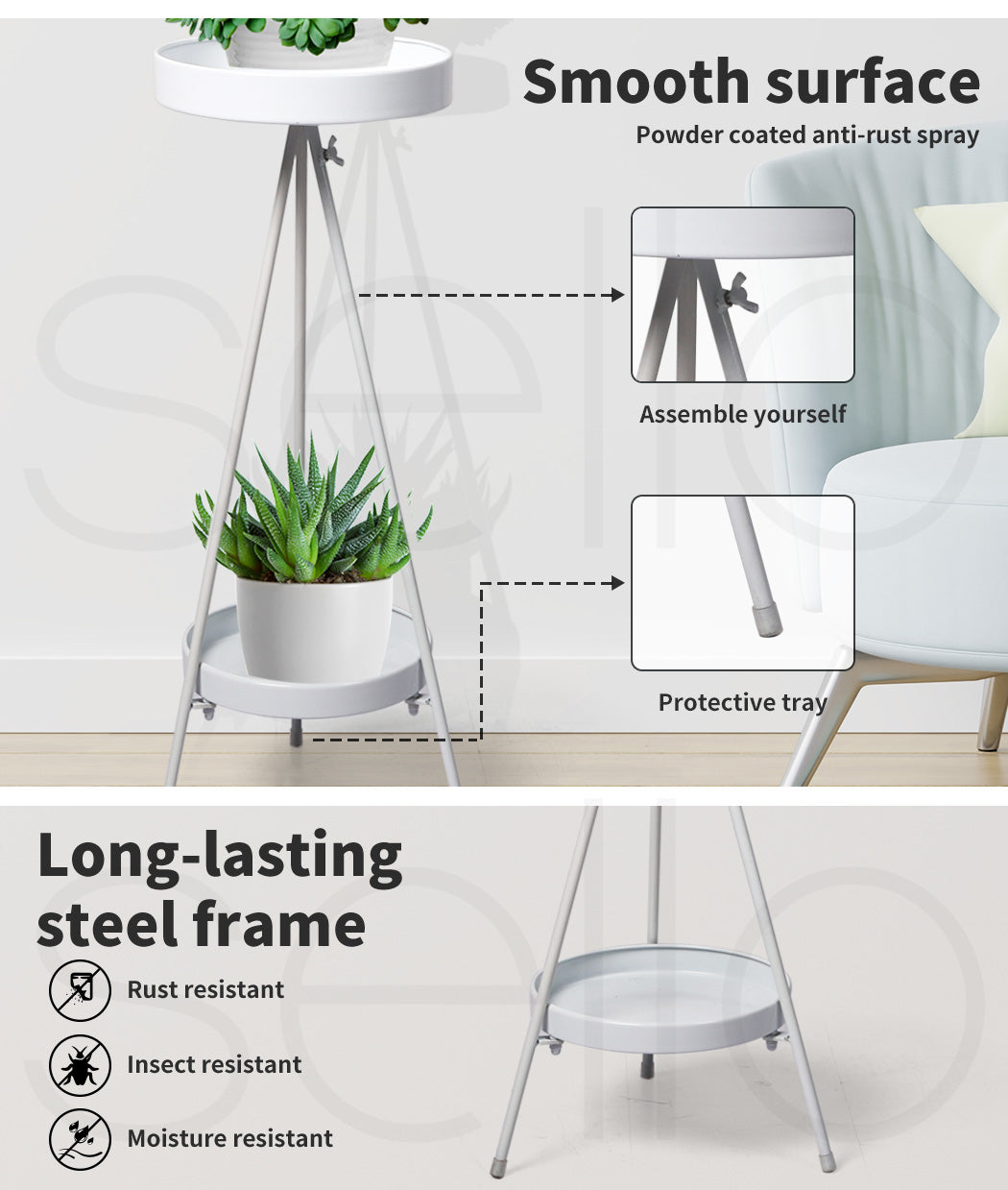 Plant Stand 2 Tiers Outdoor Indoor Large