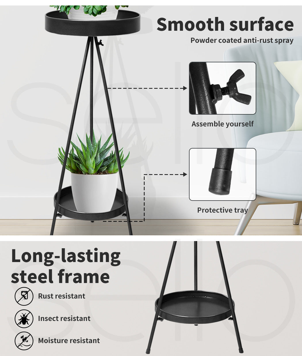 Plant Stand 2 Tiers Outdoor Indoor Large.