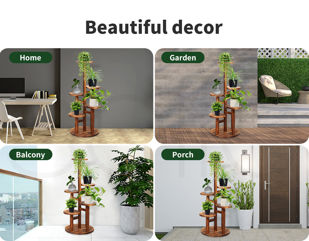 4-Tier Plant Stand Wood Wooden Pine Shelf Flower Pots Rack Indoor Garden.