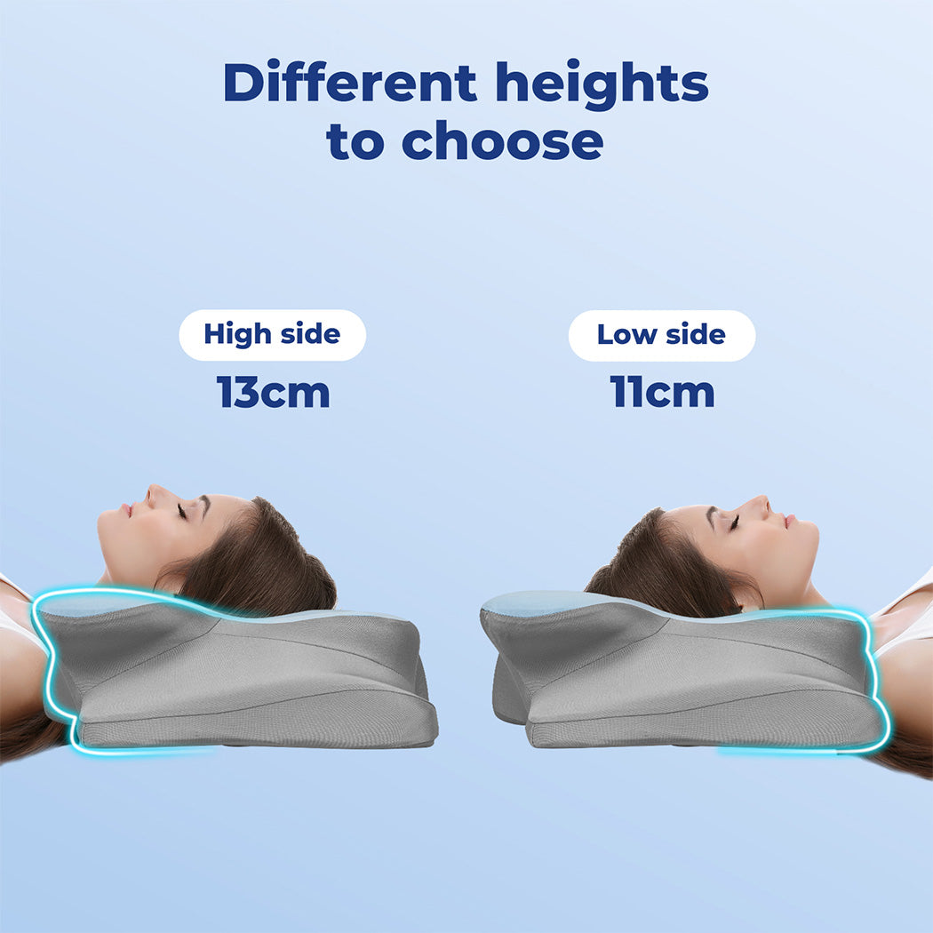 Contour Memory Foam Pillow Cervical Neck Shoulder Pain Relief Blue.