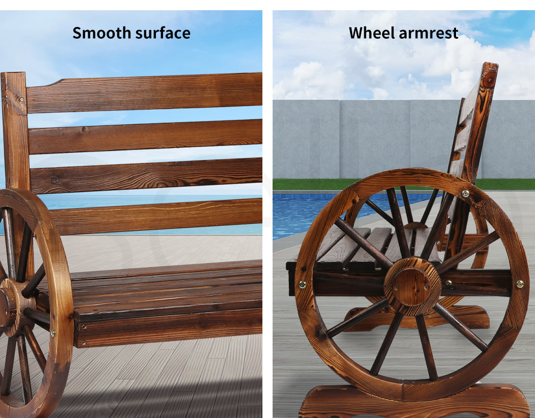 Garden Bench Wooden Wagon Seat Oak.