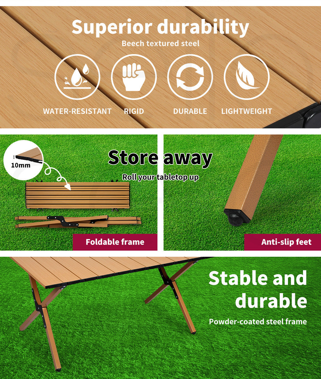 Folding Camping Table Portable Oak.
