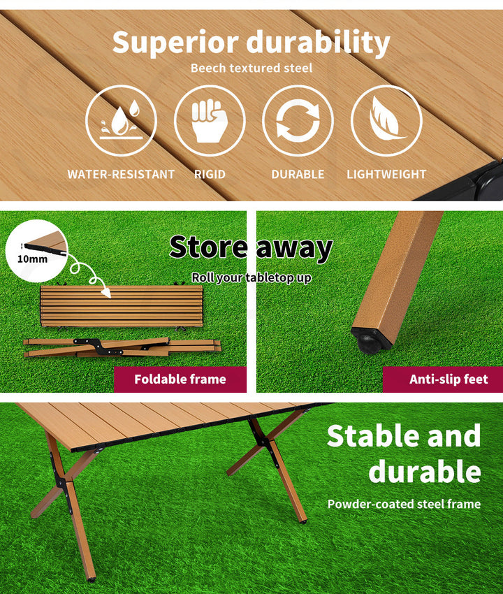 Folding Camping Table Portable Oak.