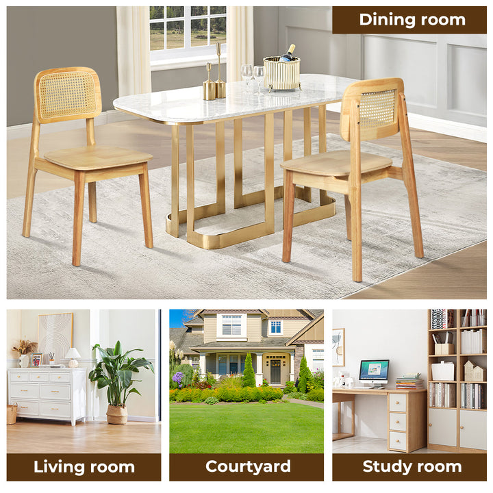 Rattan Dining Chairs Wooden Accent Chair Kitchen Lounge Cafe Armless.