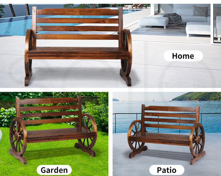 Garden Bench Wooden Wagon Seat Oak.