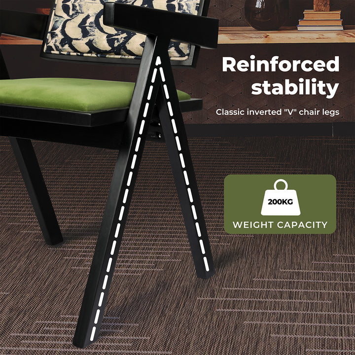 Dining Chair Solid Wood Armchair Accent Chair Retro Backrest Chair - Black.