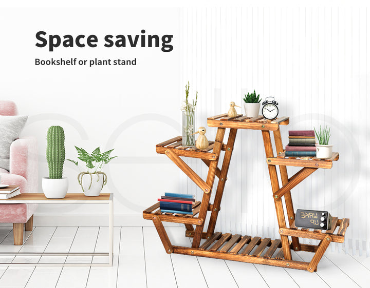 4-Tier Wooden Plant Stand - Stylish and Functional Display for Your Plants.